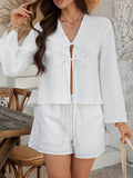 Devine Double Tied V-Neck Top and Shorts Set - Hovatok
