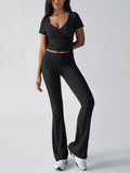 Devine Short Sleeve Top and Bootcut Legging Set - Hovatok