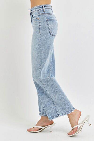 RISEN Full Size Tummy Control High Rise Crop Wide Leg Jeans - Hovatok