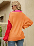 Angel Wings Color Block Dropped Shoulder Sweater - Hovatok