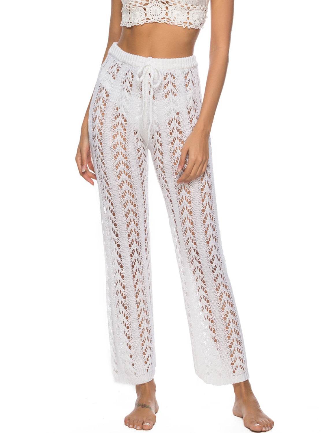 Cutout Drawstring High Waist Swim Pants - Hovatok