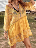 Lace Detail Plunge Cover-Up Dress - Hovatok