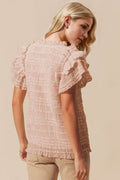 Oh Full Size Frill Notched Flounce Sleeve Blouse - Hovatok
