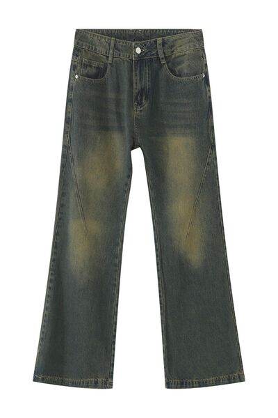 Decorative Seam Jeans with Pockets - Hovatok
