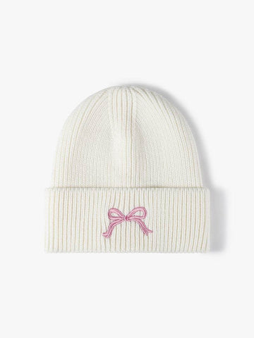 Embroidered Bow Knit Hat - Hovatok