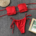 Frill Trim Ruched Bikini Set - Hovatok