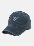Embroidered Heart Washed Cotton Baseball Cap - Hovatok