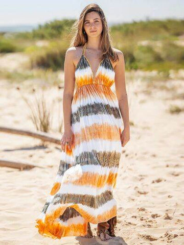 Tie-Dye Halter Neck Dress - Hovatok