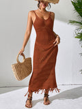 Openwork Scoop Neck Cover-Up Dress - Hovatok