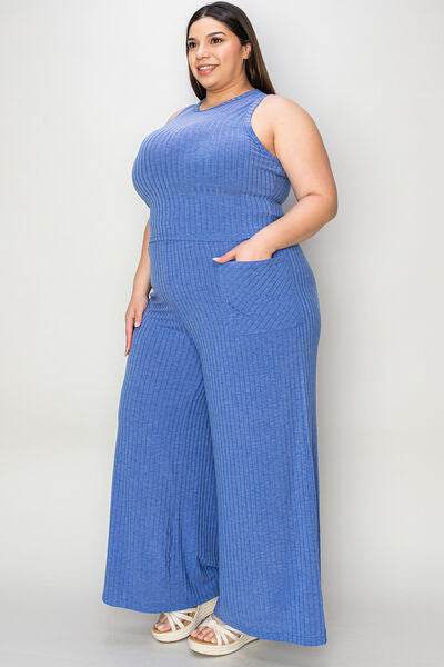 Basic Bae Full Size Ribbed Tank and Wide Leg Pants Set - Hovatok