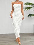 Devine Ruffled Slit Back Tube Maxi Dress - Hovatok