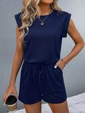 Round Neck Cap Sleeve Romper - Hovatok