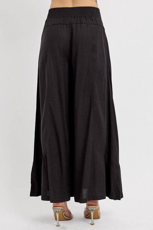 RISEN Shirring Detail Wide Leg Pants - Hovatok