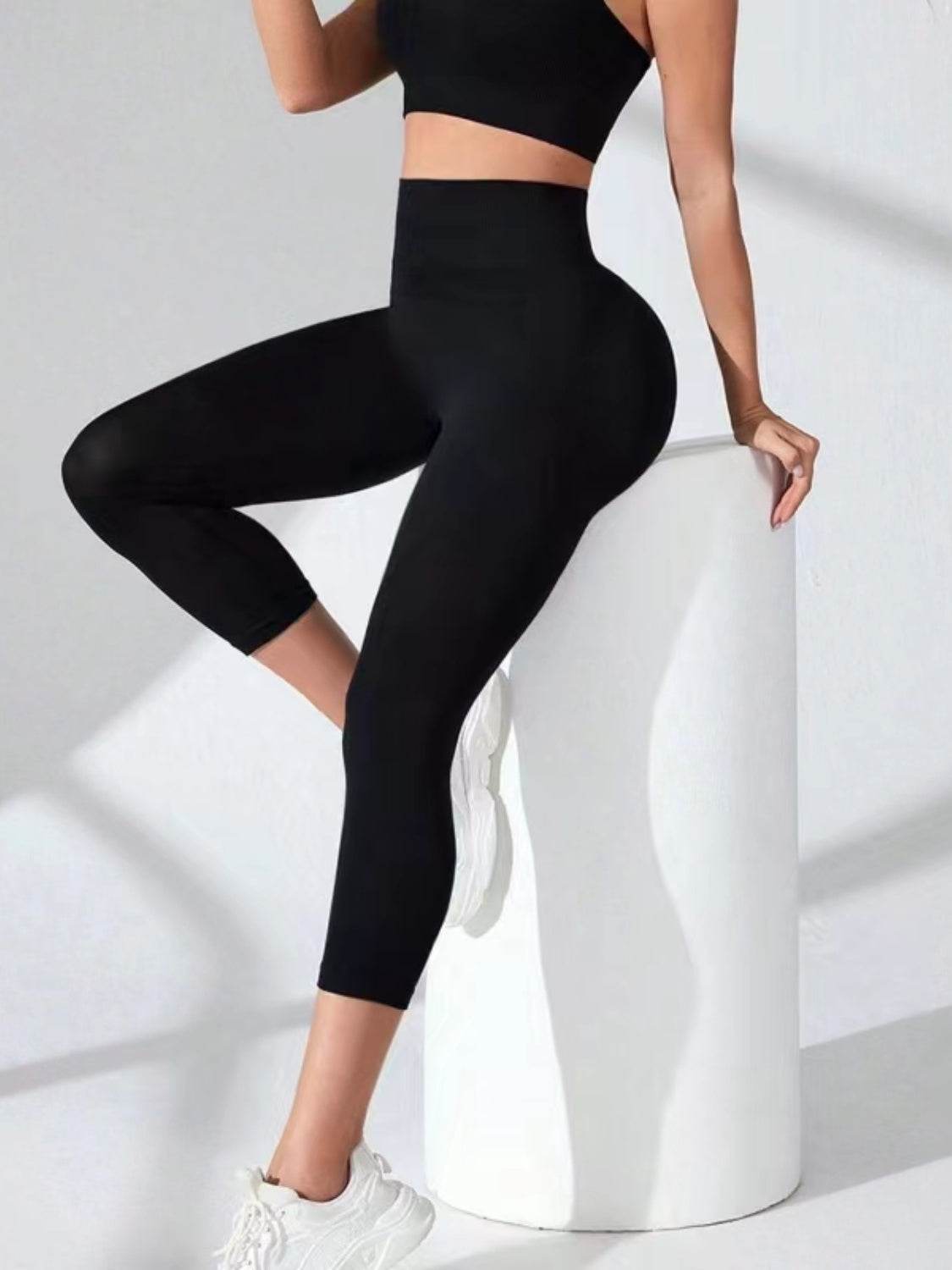 High Waist Cropped Active Leggings - Hovatok