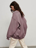 Oversize Round Neck Dropped Shoulder Sweatshirt - Hovatok