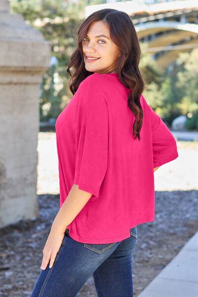 Basic Bae Full Size Round Neck Drop Shoulder T-Shirt - Hovatok