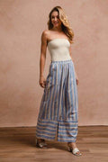 BiBi Striped Wide Leg Pants with Pockets - Hovatok