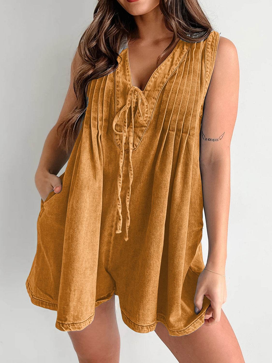 Tied Romper with Pockets - Hovatok