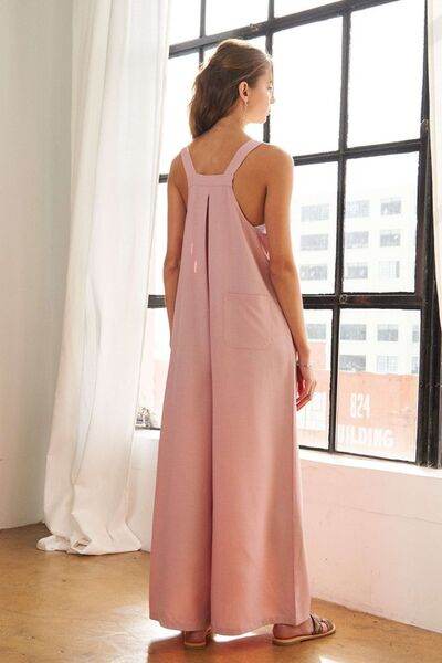 ADORA Square Neck Wide Leg Overalls with Pockets - Hovatok