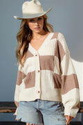 Double Take Full Size Checkered Dropped Shoulder Cardigan - Hovatok