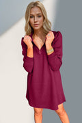Double Take Textured Quarter Zip Long Sleeve Dress - Hovatok