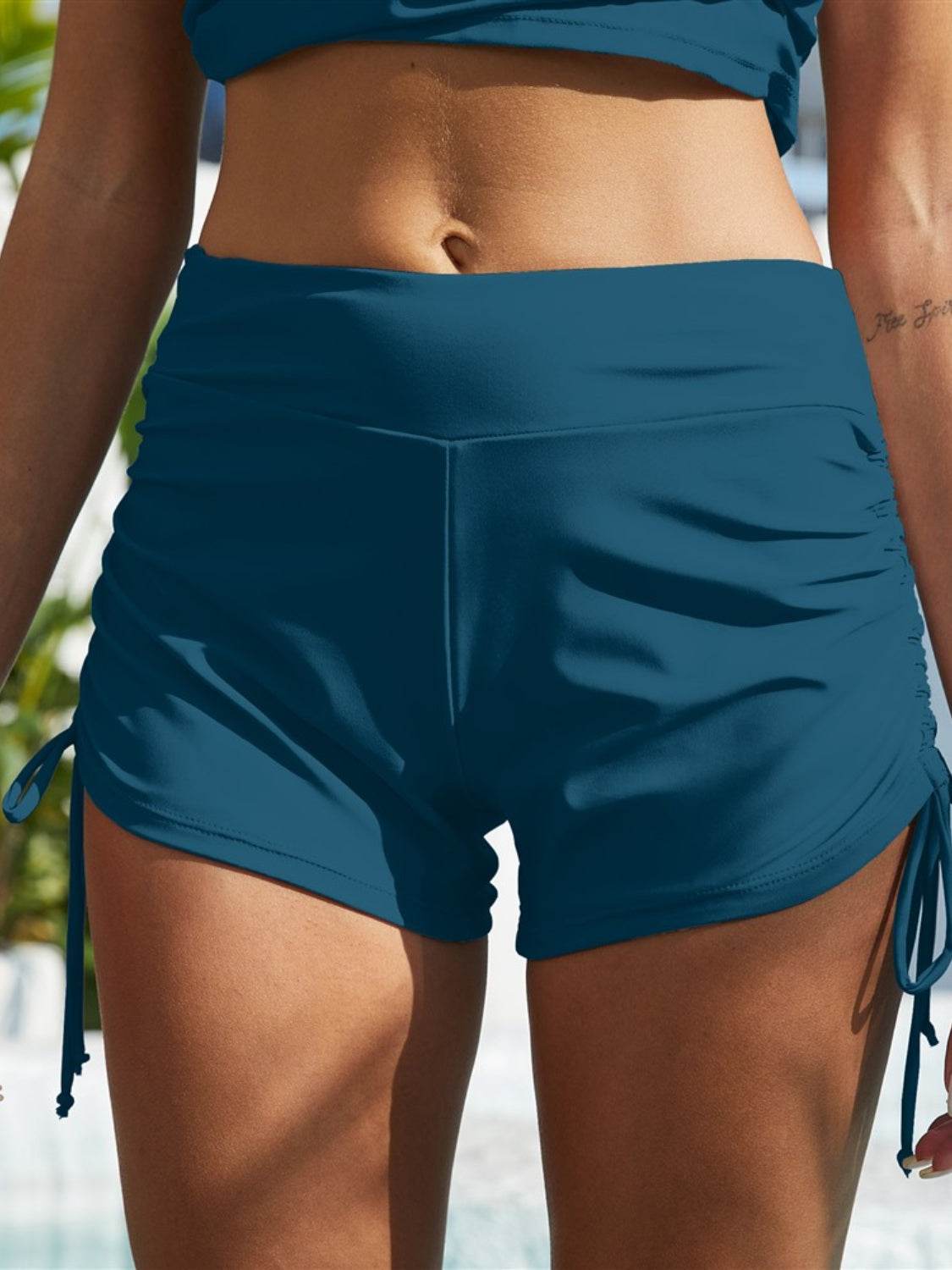 FAM-FAM Drawstring Mid-Rise Waist Swim Shorts - Hovatok