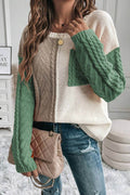 Double Take Full Size Color Block Drop Shoulder Sweater - Hovatok