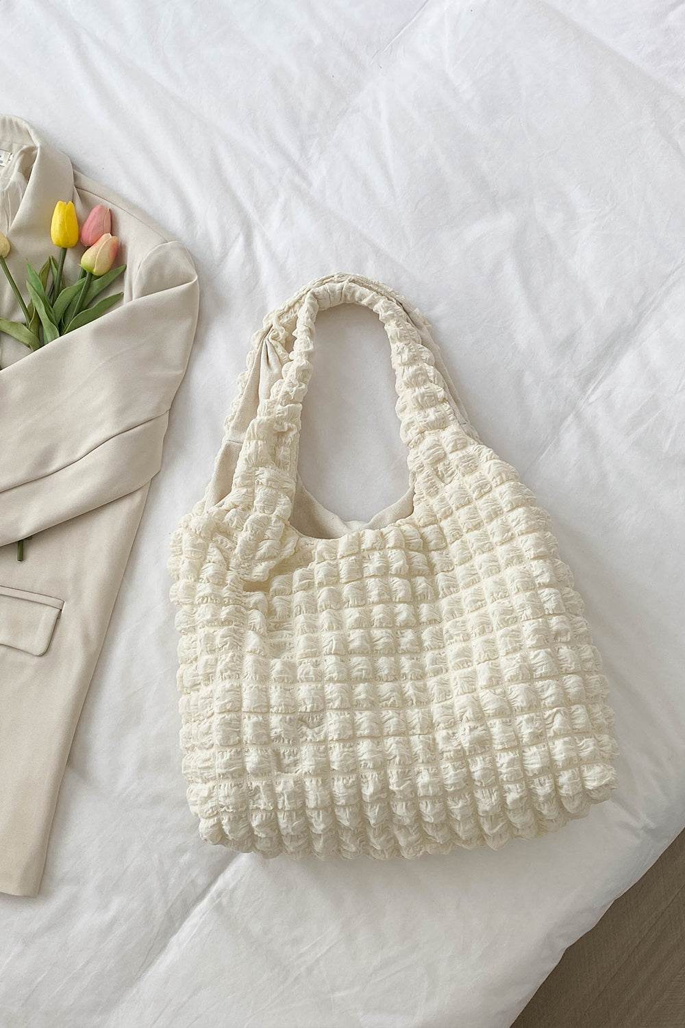 Ruched Polyester Large Handbag - Hovatok