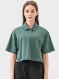 Millennia Half Button Short Sleeve Active T-Shirt - Hovatok