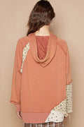 POL Floral Patchwork Distressed Drawstring Hoodie - Hovatok