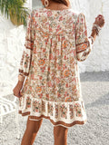 Devine Tassel Floral Tie Neck Mini Dress - Hovatok
