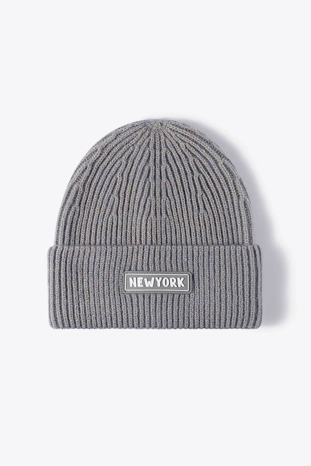 NEWYORK Patch Rib-Knit Cuffed Beanie - Hovatok
