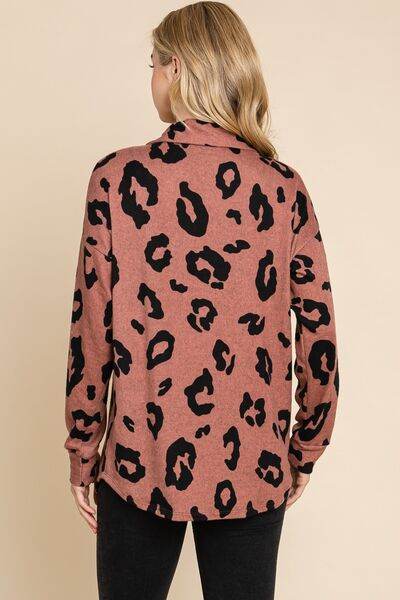 BOMBOM Animal Print Button Up Knit Shacket - Hovatok