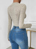 Perfee V-Neck Long Sleeve Bodysuit - Hovatok