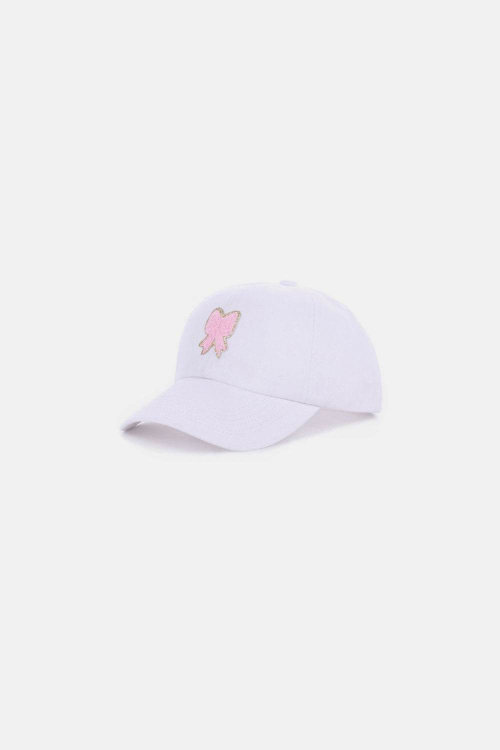 Zenana Ribbon Bow Chenille Patch Baseball Cap - Hovatok