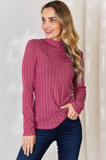 Basic Bae Full Size Ribbed Mock Neck Long Sleeve T-Shirt - Hovatok