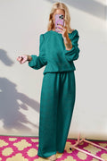 Double Take Texture Long Sleeve Top and Wide Leg Pants Set - Hovatok