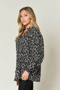 Double Take Full Size Leopard Long Sleeve Blouse - Hovatok