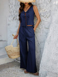 Devine Tied V-Neck Sleeveless Top and Pants Set - Hovatok