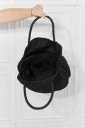 Justin Taylor Beach Date Straw Rattan Handbag in Black - Hovatok