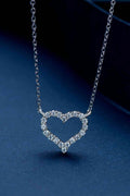 Adored Moissanite Platinum-Plated Heart Necklace - Hovatok