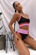 Color Block Spaghetti Strap Two-Piece Swim Set - Hovatok