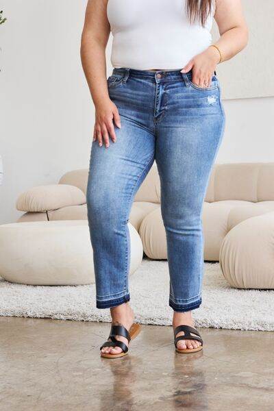 Judy Blue Full Size Release Hem Cropped Bootcut Jeans - Hovatok