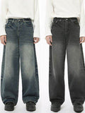 Men's Washed Wide Leg Jeans - Hovatok