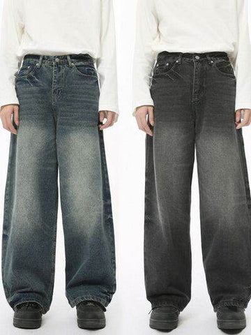 Men's Washed Wide Leg Jeans - Hovatok