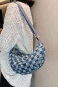 Raw Hem Checkered Denim Crossbody Bag - Hovatok