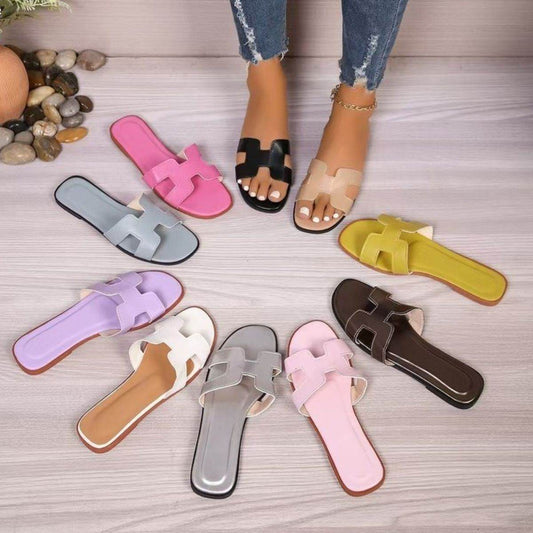 PU Leather Flat Sandals - Hovatok
