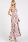 Mittoshop Floral Smocked Back Ruffled Hem Maxi Cami Dress - Hovatok