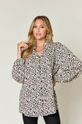 Double Take Full Size Leopard Long Sleeve Blouse - Hovatok