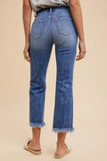Annie Wear Distressed Raw Hem Straight Leg Cropped Jeans - Hovatok
